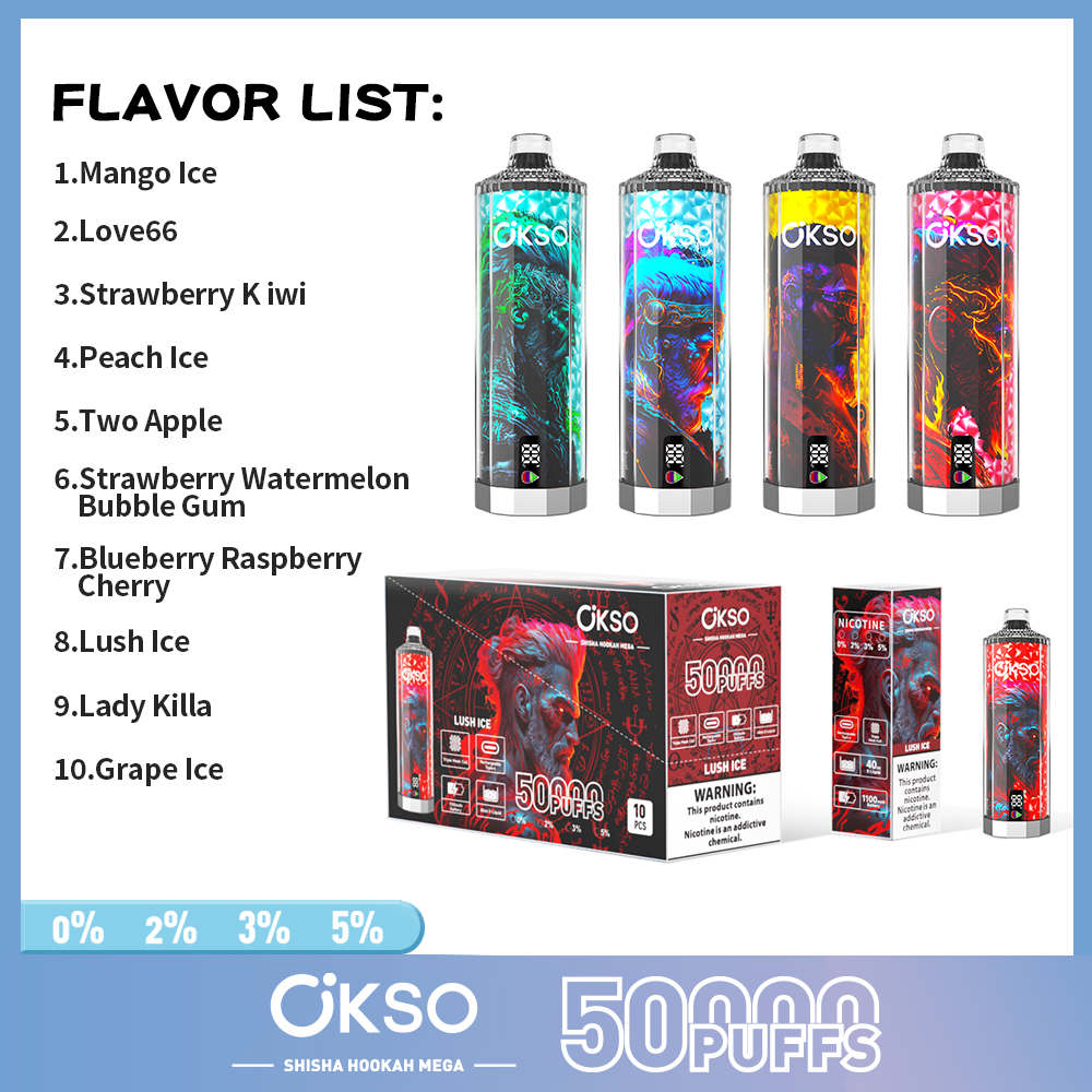 OKSO Shisha Hookah Mega 50k Vaper Sin Nicotina