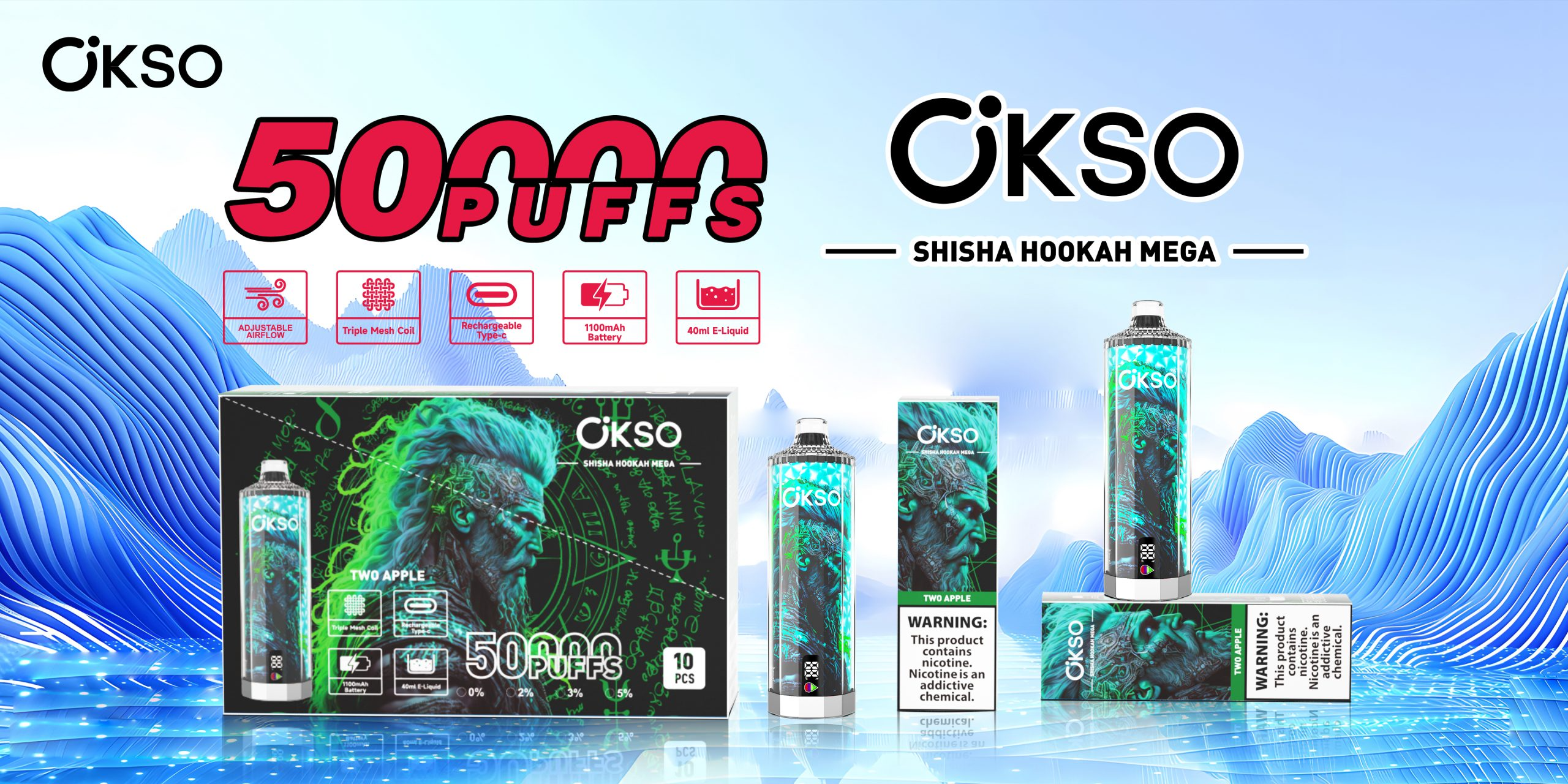 OKSO Shisha Hookah Mega 50k Vaper